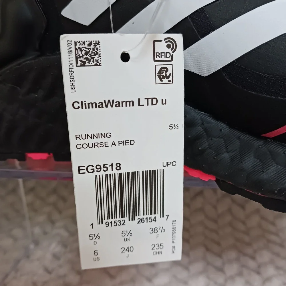 Adidas Climawarm LTD Men's Walking Running Sneakers Shoes Black Pink Size 6